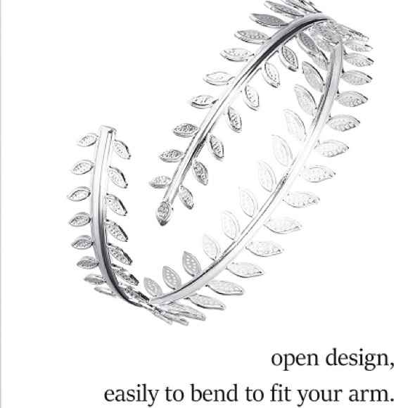 Silver Upper Arm Bracelet Cuff Armlet - Picture 2 of 2